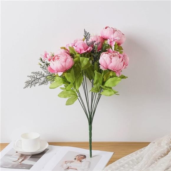 Springs Flowers Artificial Silk Peony Bouquets Wedding Home Decoration Pink Cute - Picture 5 of 5